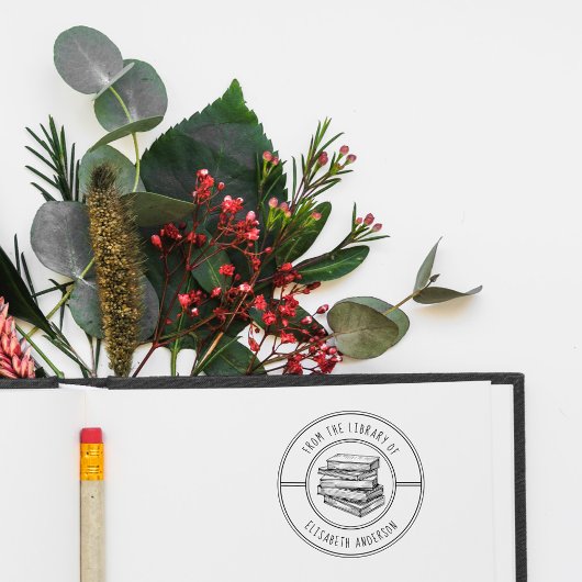 Aangepast 'Van de bibliotheek van' handgeschreven Rubberstempel