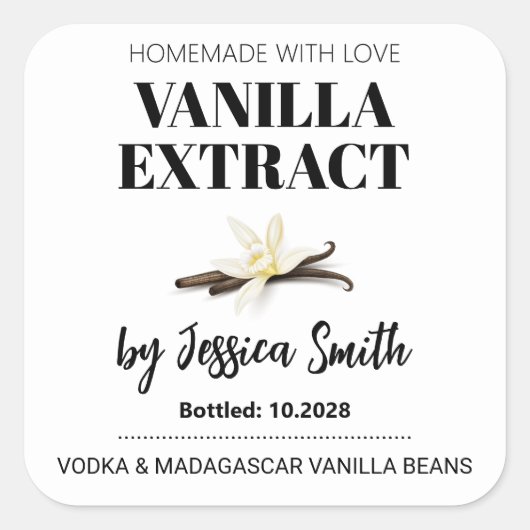 Aangepast Vanille-Extract Etiket (Voorkant)