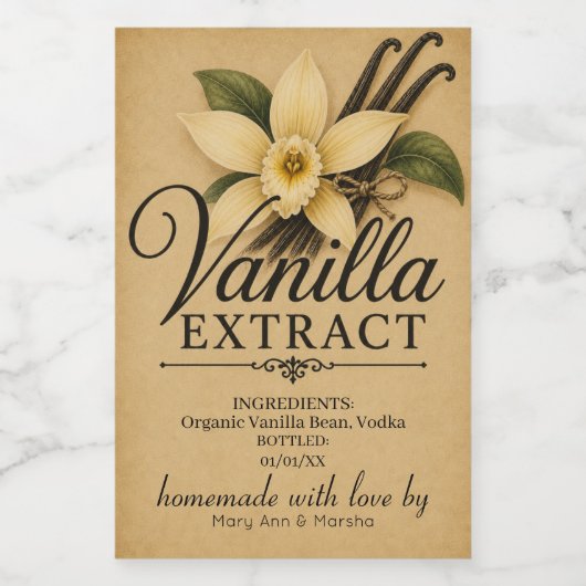 Aangepast Vanille-Extract Etiket (Enkel label)