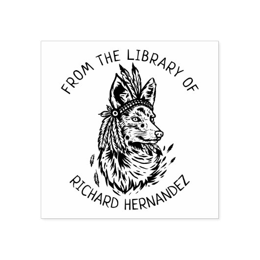 Aangepast vanuit de bibliotheek van, Fox Book Rubberstempel (Afrduk)