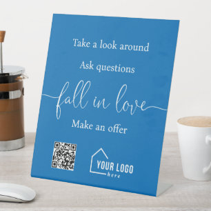 Aangepast Vastgoed QR Code Logo Open Huis Reclamebord Met Voetstuk