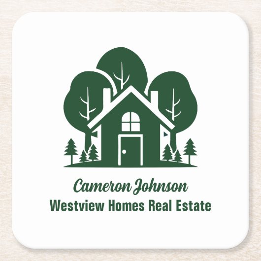 Aangepast vastgoedbedrijf Forest Open House Kartonnen Onderzetters (Voorkant)