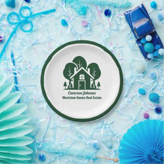 Aangepast vastgoedbedrijf Forest Open House Papieren Bordje (Feest)