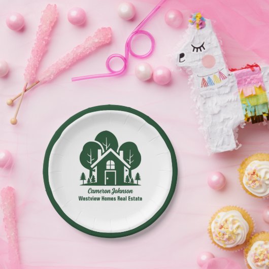 Aangepast vastgoedbedrijf Forest Open House Papieren Bordje (Feest)