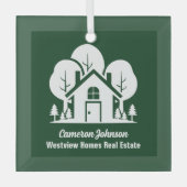 Aangepast vastgoedbedrijf Green Forest House Glas Ornament (Voorkant)