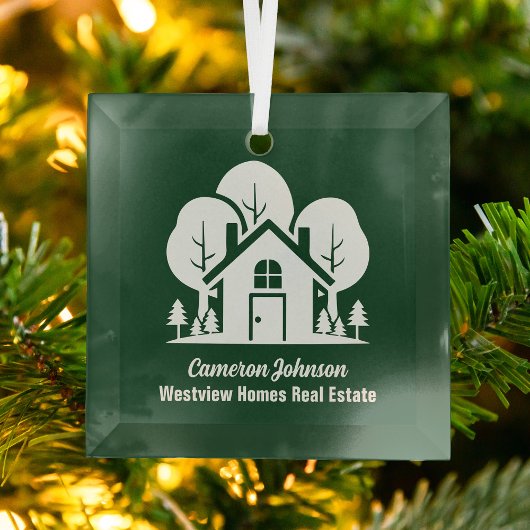 Aangepast vastgoedbedrijf Green Forest House Glas Ornament