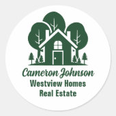 Aangepast vastgoedbedrijf Green Forest House Ronde Sticker (Voorkant)