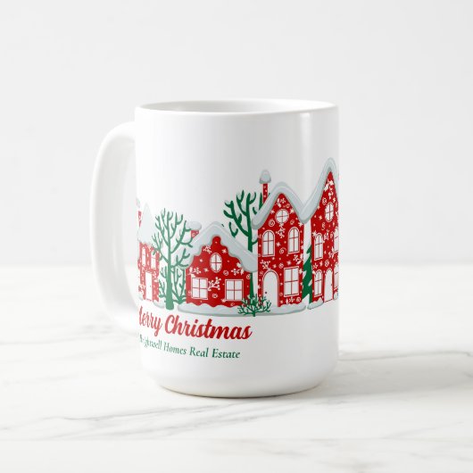 Aangepast vastgoedbedrijf Prettig Kerstfeest Koffiemok (Voorkant links)