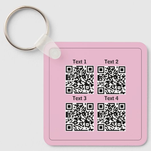 Aangepast veelvoud van 4 Qr code roze minimalistis Sleutelhanger (Voorkant)