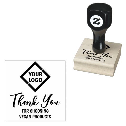 Aangepast Vegan Bedrijfslogo Bedankt  Rubberstempel (Gestempeld)