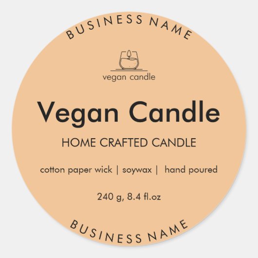 Aangepast Vegan kaars label | Gepersonaliseerd (Voorkant)