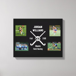 Aangepast veld Hockey Foto Collage Naam Team numme Canvas Afdruk