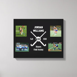 Aangepast veld Hockey Foto Collage Naam Team numme Canvas Afdruk
