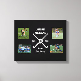 Aangepast veld Hockey Foto Collage Naam Team numme Canvas Afdruk