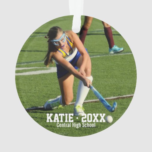 Aangepast veld Hockey Foto Collage Naam Team numme Ornament (achterkant)