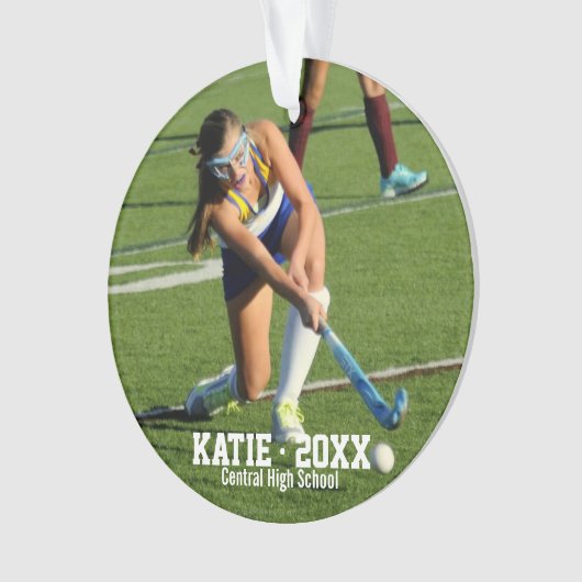 Aangepast veld Hockey Foto Collage Naam Team numme Ornament (voorkant)