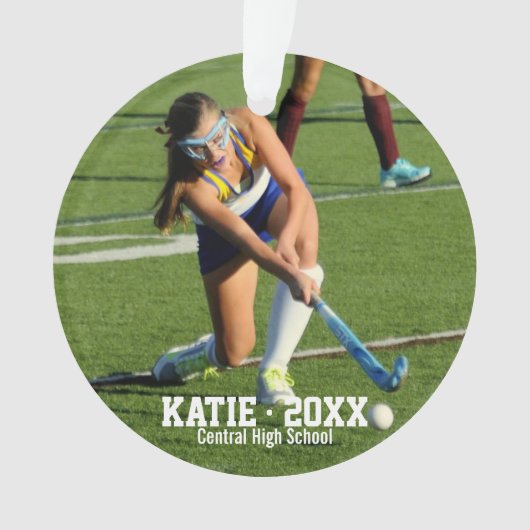 Aangepast veld Hockey Foto Collage Naam Team numme Ornament (voorkant)