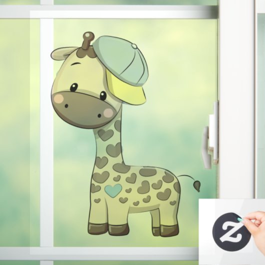 Aangepast venster Baby Boy Giraffe Cling Raamsticker (Huis)
