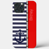 Aangepast ventilatorblauw marineslauw wit strepe h Case-Mate iPhone case (Achterkant)