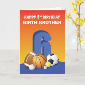 Aangepast verband geboorte Brother Boy 6th Birthda Kaart (Gele Bloem)
