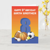 Aangepast verband geboorte Brother Boy 8th Birthda Kaart (Gele Bloem)