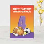 Aangepast verband geboorte zuster meisje 4e verjaa kaart (Gele Bloem)