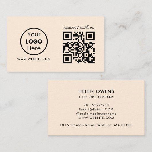 Aangepast verbinden met ons QR-code | Onderneming Visitekaartje (Voorkant / Achterkant)