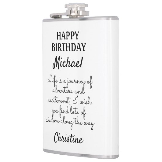 Aangepast verjaardagsbericht heupfles (Links)