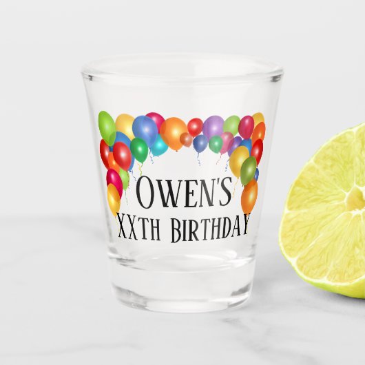 Aangepast verjaardagsbericht shot glas (Voorkant)