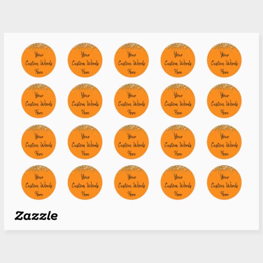 Aangepast verjaardagsfeest favoriet oranje goud en ronde sticker (Vel)