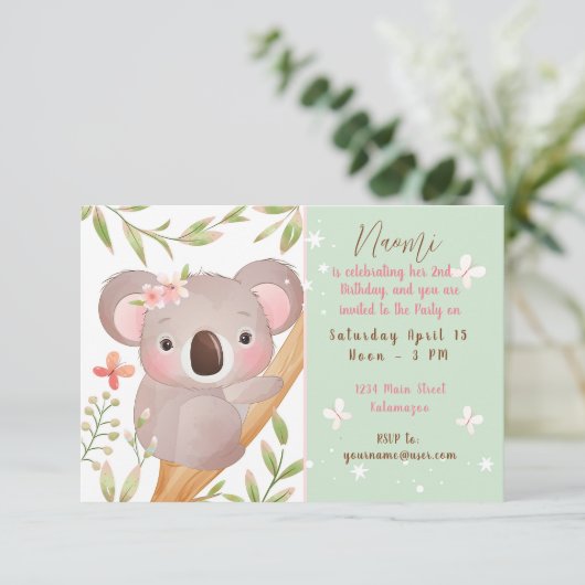 Aangepast verjaardagsfeest van het Kind Cute Koala Kaart (Staand voorkant)