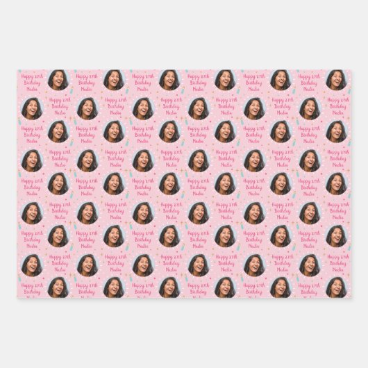 Aangepast verlooppapier voor thuisdag, kleurrijk r inpakpapier vel (Voorkant)