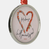 Aangepast Verloving met snoepsuikerriet voor kerst Metalen Ornament (Rechts)