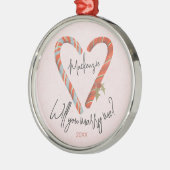 Aangepast Verloving met snoepsuikerriet voor kerst Metalen Ornament (Links)