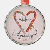 Aangepast Verloving met snoepsuikerriet voor kerst Metalen Ornament (Voorkant)