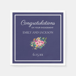 Aangepast Verloving van de Waterverf "Blauw roze" Servet