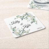 Aangepast Verloving voor fotobruiloft Rustic Napki Kartonnen Onderzetters (Schuin)