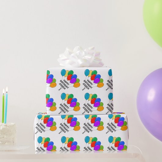 Aangepast verpakkingspapier van Birthday met ballo Cadeaupapier (Feestgeschenken)