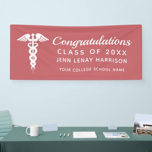 Aangepast verpleegkundig Afstudeerder Roze medisch Spandoek (Beurs)