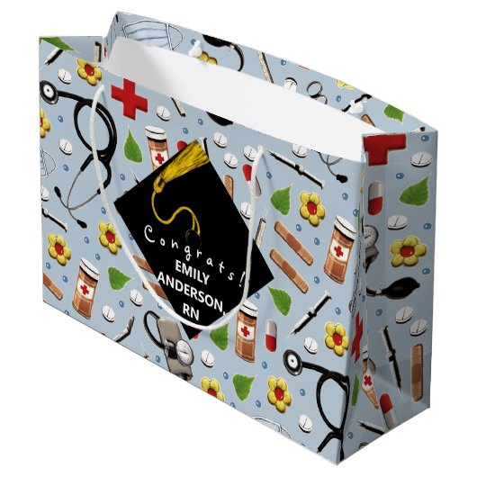 Aangepast verpleegkundig Afstuderen Groot Cadeauzakje (Achterkant Gekanteld)