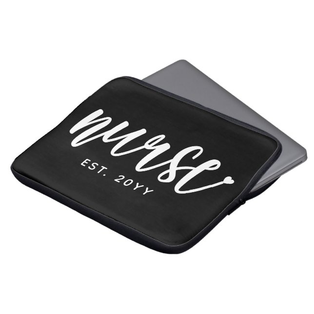 Aangepast verpleegster Est Typografie Nurse RN afs Laptop Sleeve (Voorkant top)