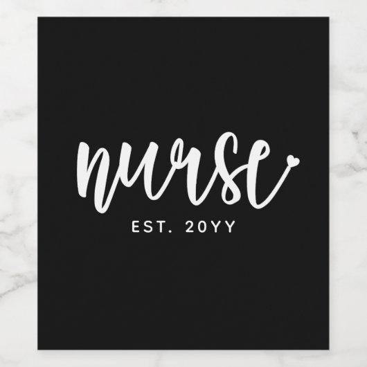Aangepast verpleegster Est Typografie Nurse RN afs Wijn Etiket (Enkel label)