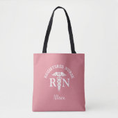 Aangepast verpleegster RN droog Roze script Medica Tote Bag (Voorkant)