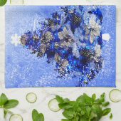 Aangepast versierde blauwe kerstboom theedoek (Gevouwen)