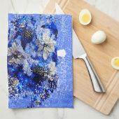 Aangepast versierde blauwe kerstboom theedoek (Quarter Fold)