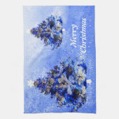 Aangepast versierde blauwe kerstboom theedoek (Verticaal)