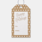 Aangepast vervormde witte pokadots op Faux Kraft Cadeaulabel (Voorkant)