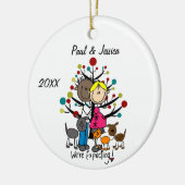 Aangepast verwacht koppel 2 honden 1 kat Ornament (Links)