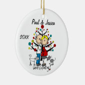 Aangepast verwacht paar 2 katten kerstversiering keramisch ornament (Rechts)