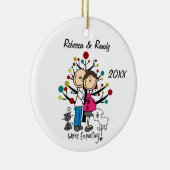 Aangepast verwacht paar, kat, hondenversiering keramisch ornament (Rechts)